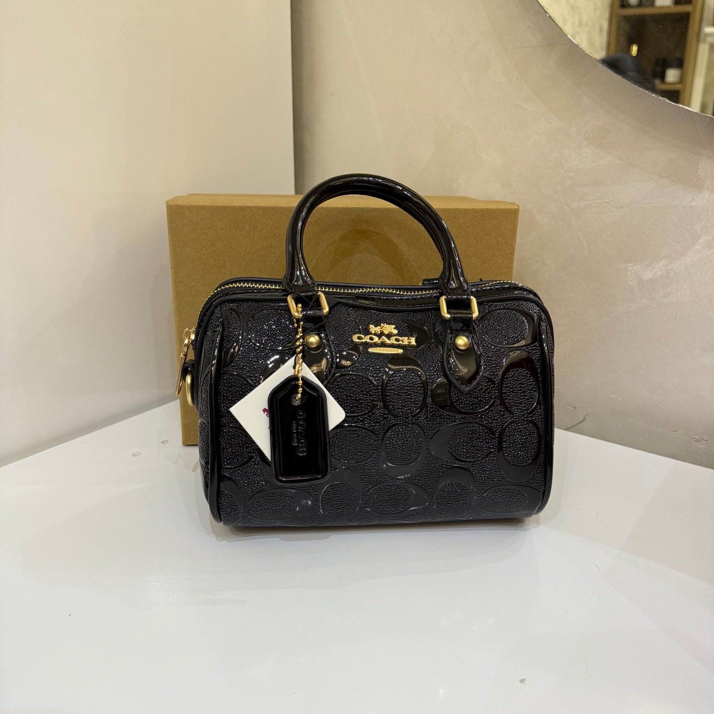 Sac COACH Monogramme noir brillant