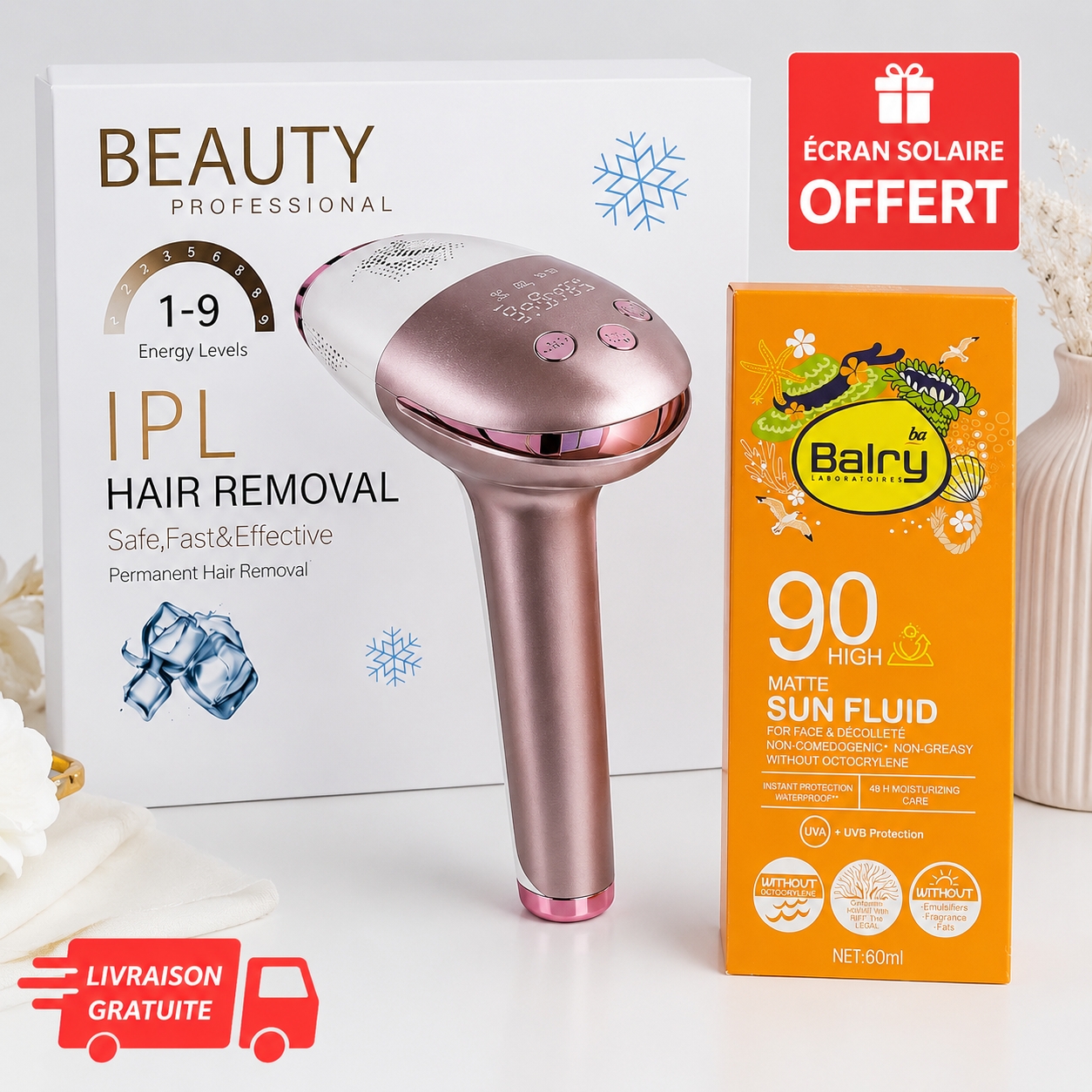 Laser IPL Beauty Professionel +ecran solaire